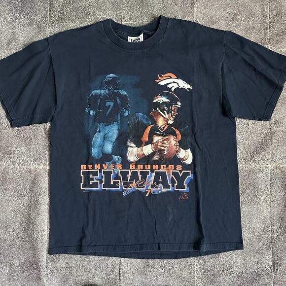 Men's Vintage 90's Lee Denver Broncos John Elway QB Club Blue T Shirt Tee Sz XL - Picture 1 of 4